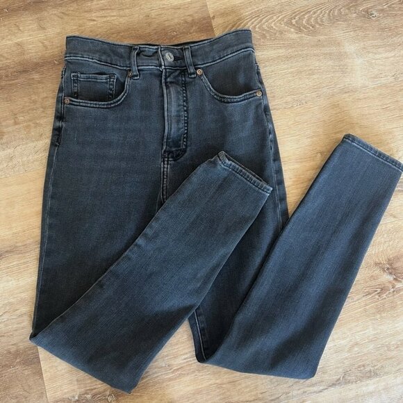 EXPRESS Women's 0 Black Distressed Skinny Ankle High-Rise 24" Denim XS Jeans - Picture 4 of 4